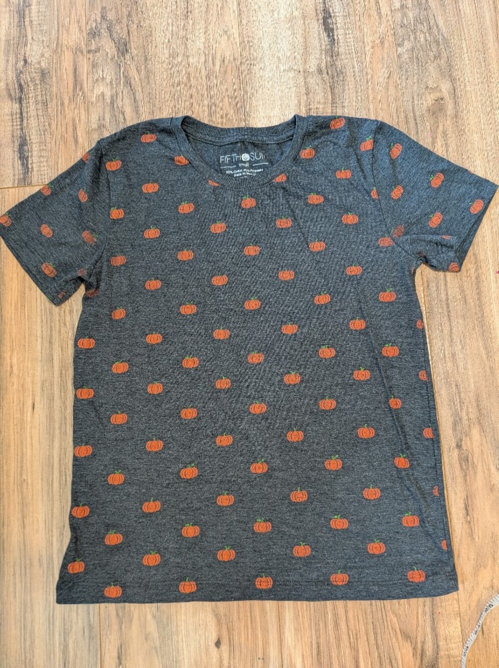 Fifth Sun Kids' Charcoal Gray Pumpkin Print Short Sleeve Tee
